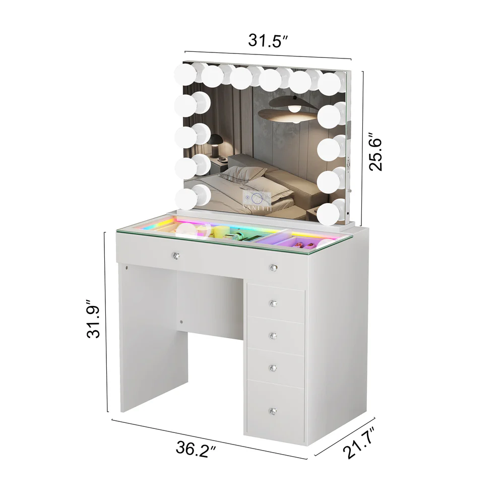 Mini Diana Vanity Set -6 Storage Drawers wit