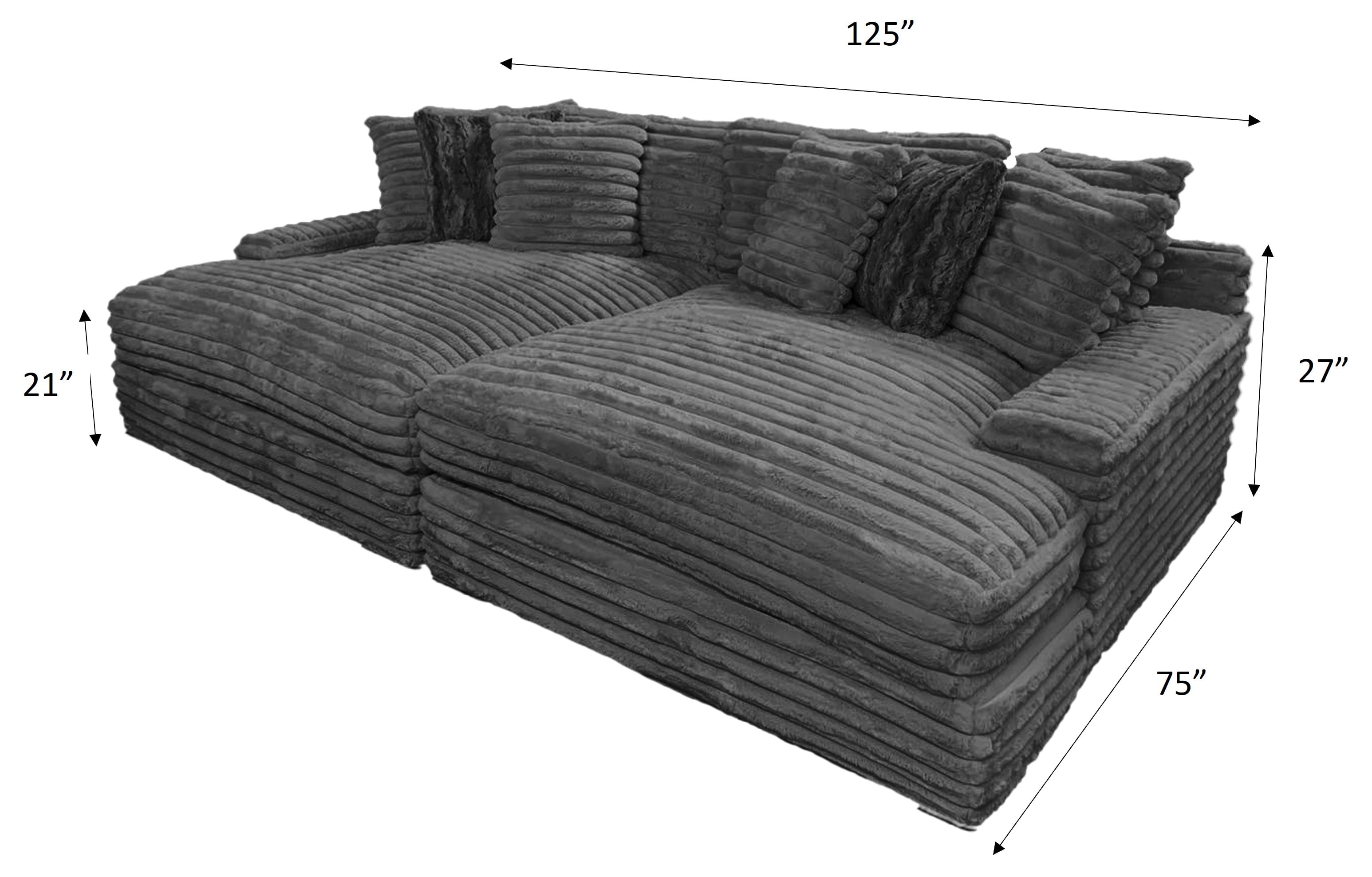 Phoenix Custom Furniture Biggie BIGGIE Double Chaise Mondo Gun Metal