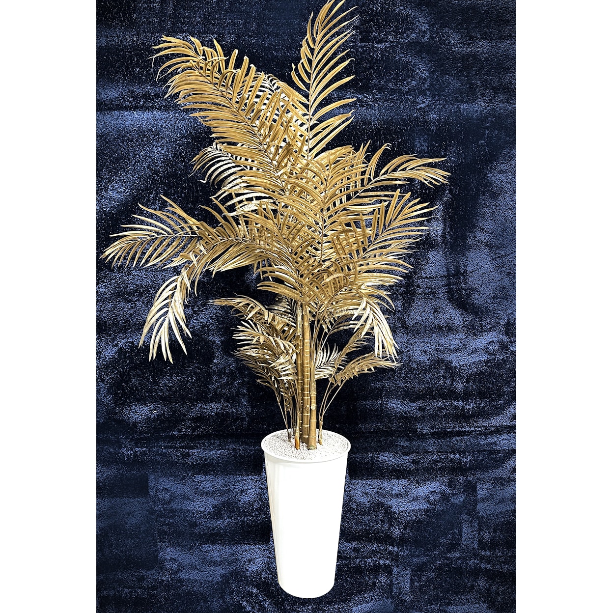 D&W Silks 109 Gold Areca Palm In Round Metal Planter