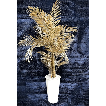 Gold Areca Palm In Round Metal Planter