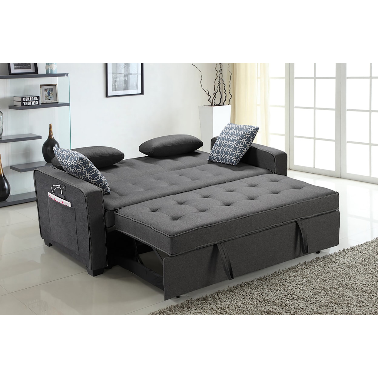 Exclusive William Modern Gray Fabric Sleeper Sofa