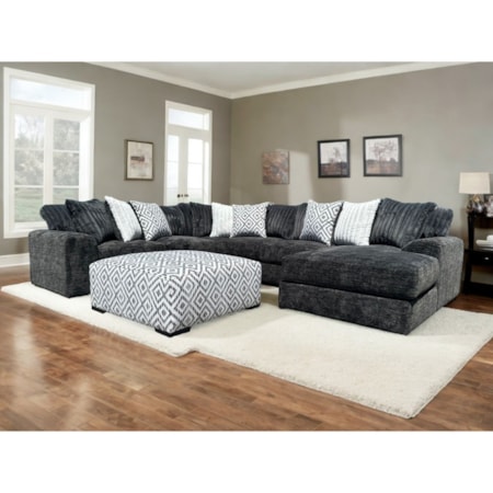 3PC Sectional Tweed Gun Metal