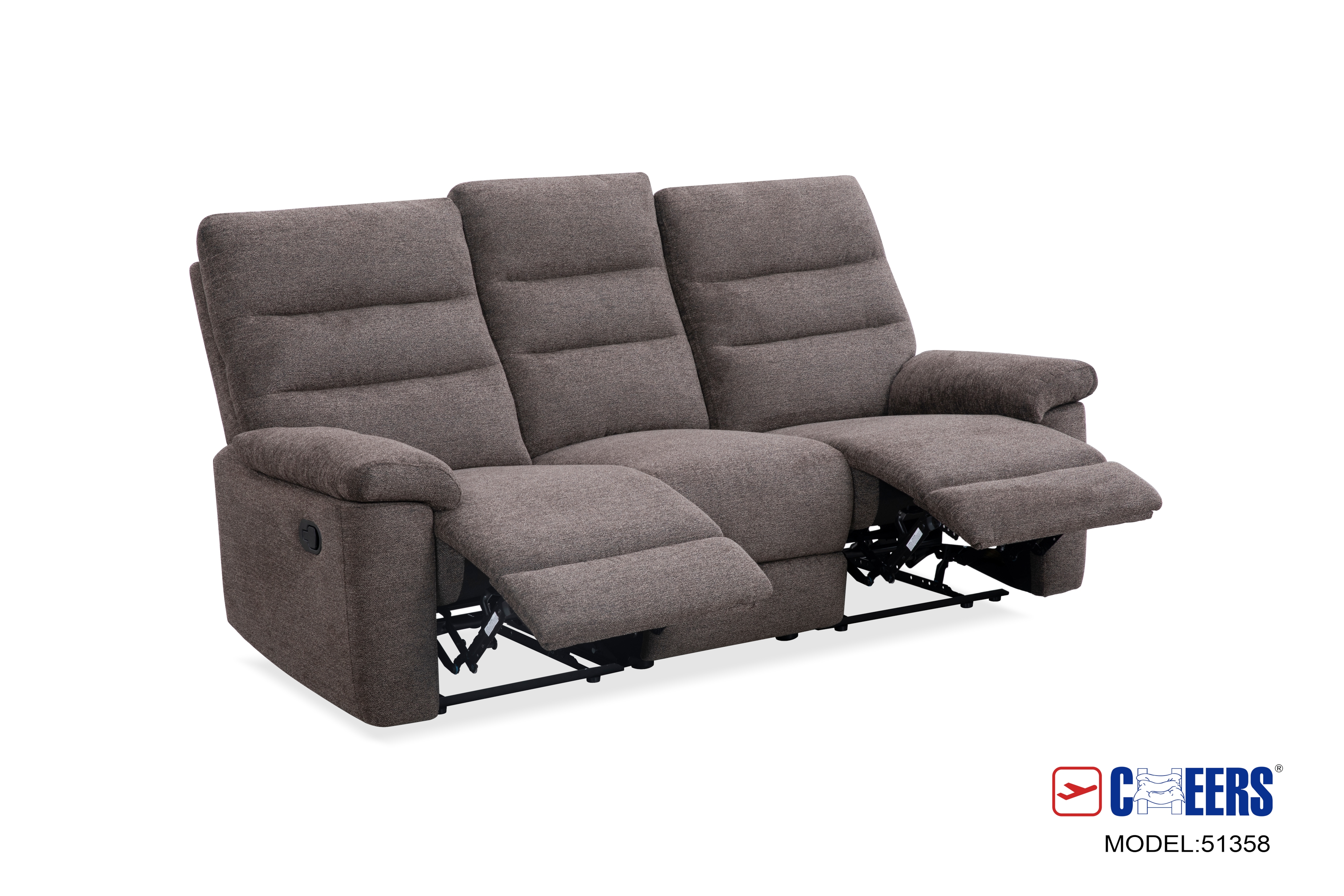 Manual Reclining Sofa Brown