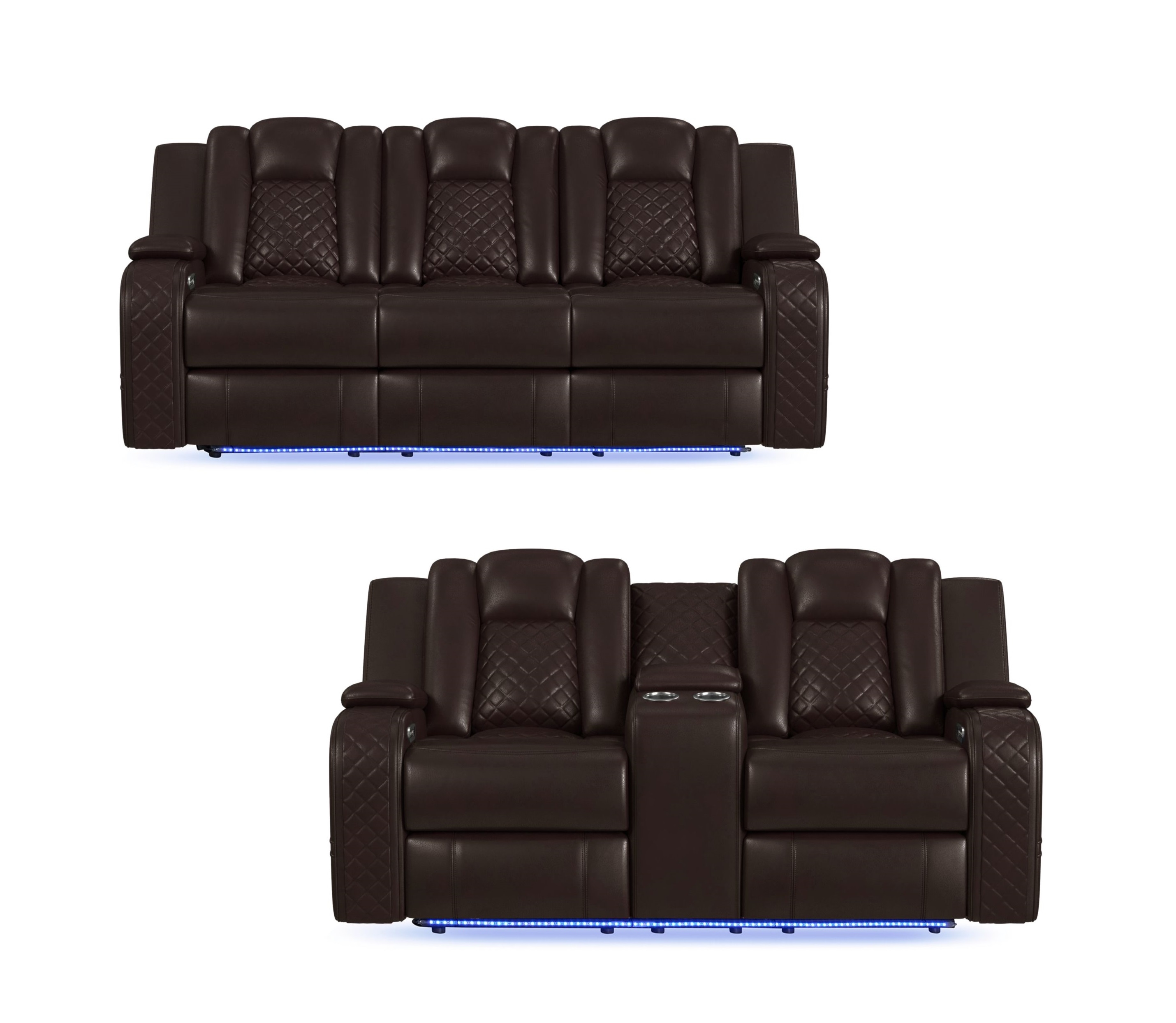 Power 2-Piece Living Room Set Brown