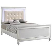 Twin Bed with Tufted Upholstered Headboard and LED Lighting