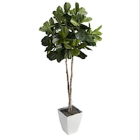 Fiddle Leaf Fig Tree in White Square Metal Planter