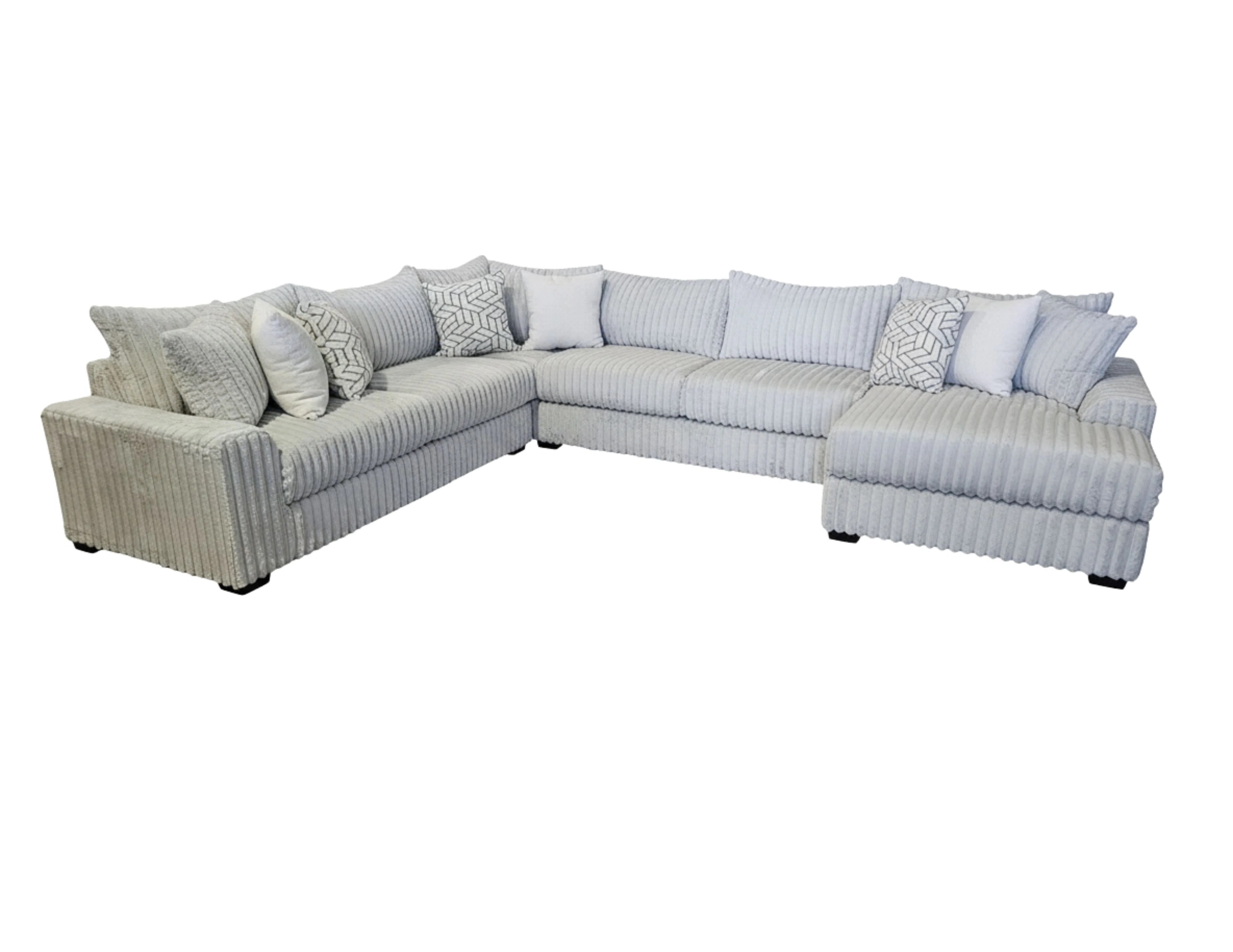 4pc Jumbo Chord Black Sectional RAF Chaise