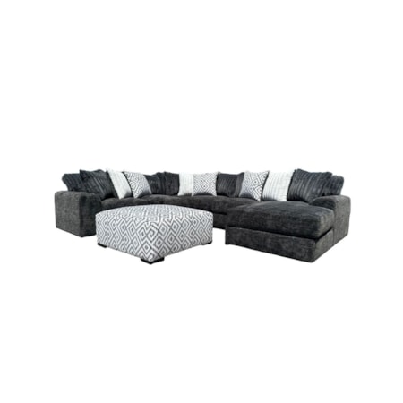 3PC Sectional Tweed Gun Metal