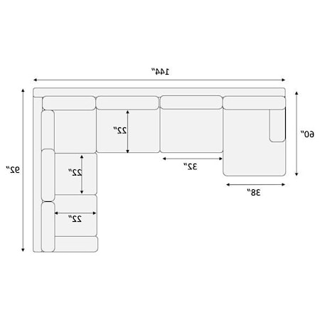 LAF Chaise 3pc SECTIONAL