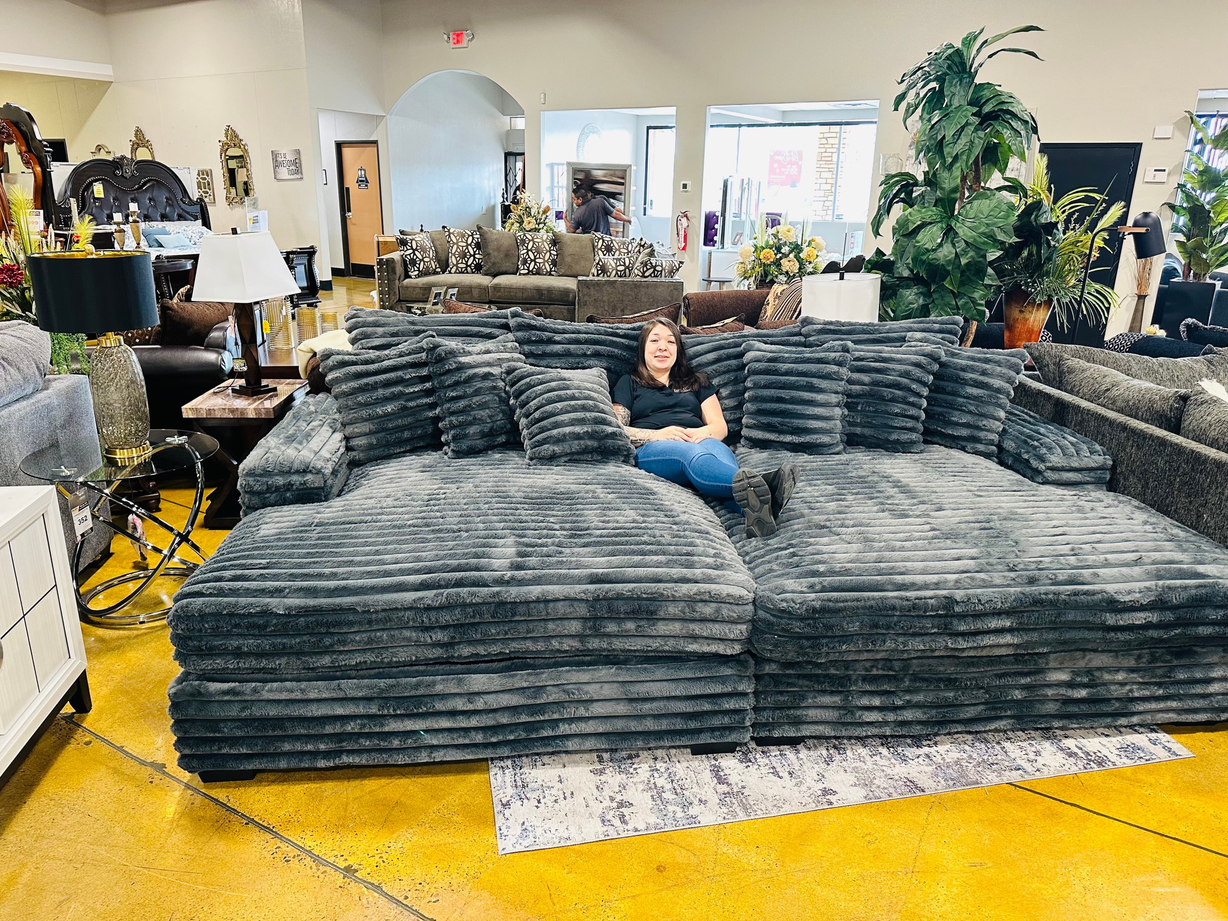 Phoenix Custom Furniture Biggie BIGGIE Double Chaise Mondo Gun Metal