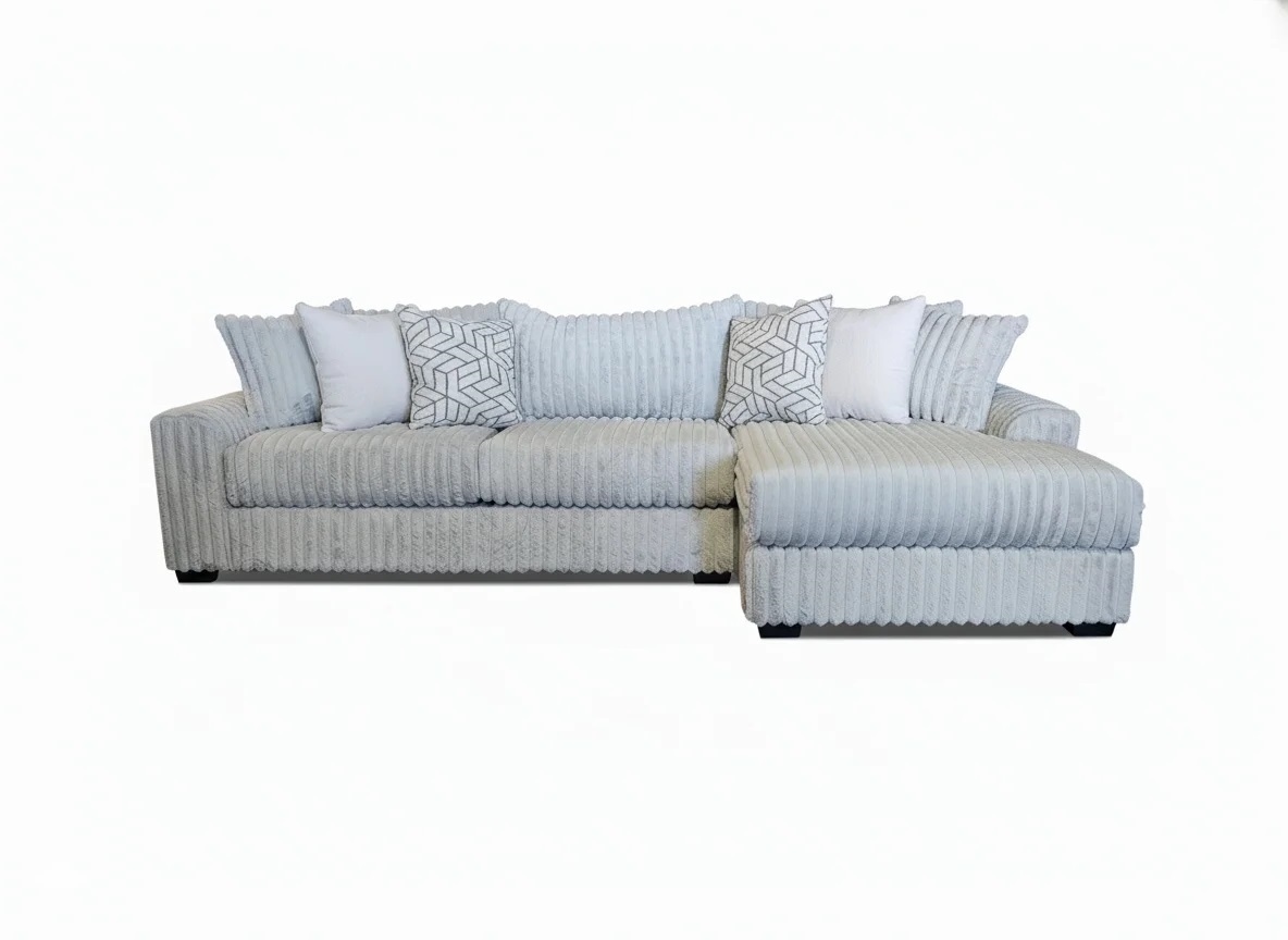 2pc Jumbo Chord Grey Sectional RAF Chaise