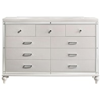 Nine Drawer Dresser with Turned Feet