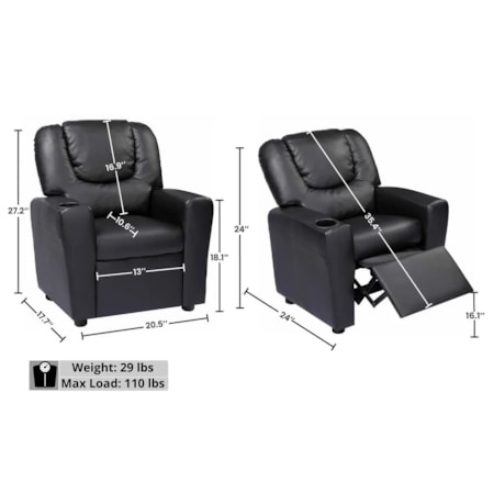 Kids Recliner Black