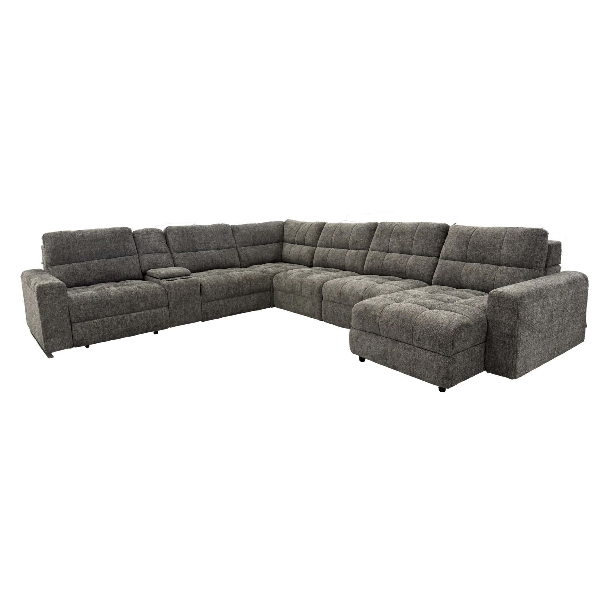 7pc Slider Sectional Raf Chaise Granite