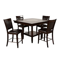 Transitional 5-Piece Dining Set with Upholstered Chairs
