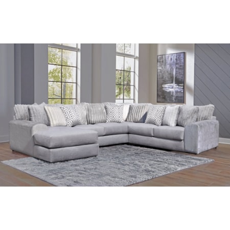 Emmet 3pc Sectional Tweed Silver
