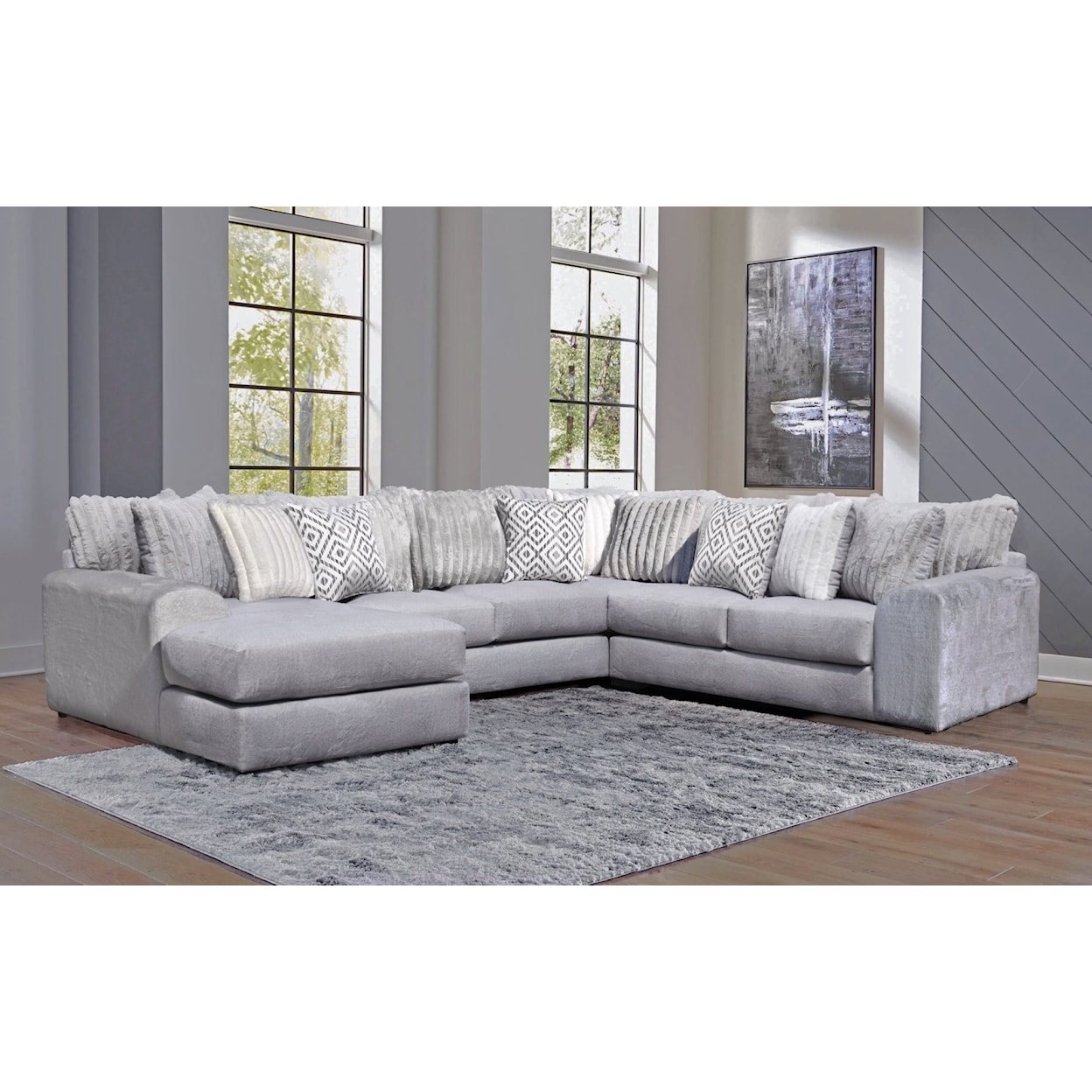 Exclusive Emmet Emmet 3pc Sectional Tweed Silver