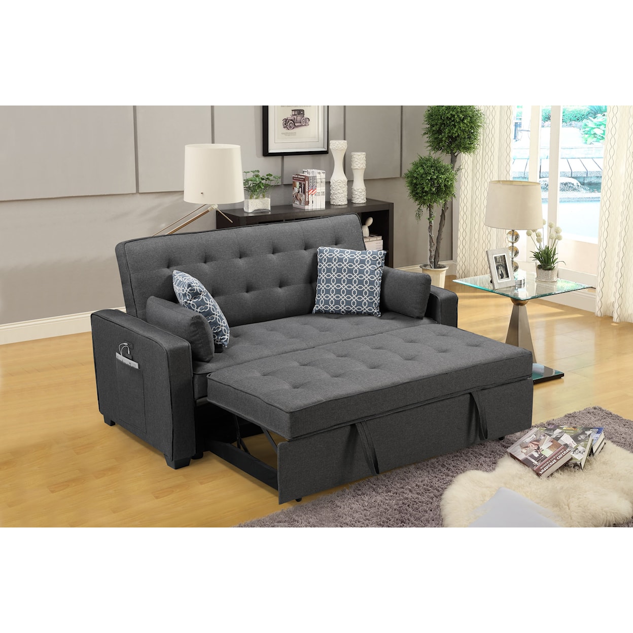Exclusive William Modern Gray Fabric Sleeper Sofa