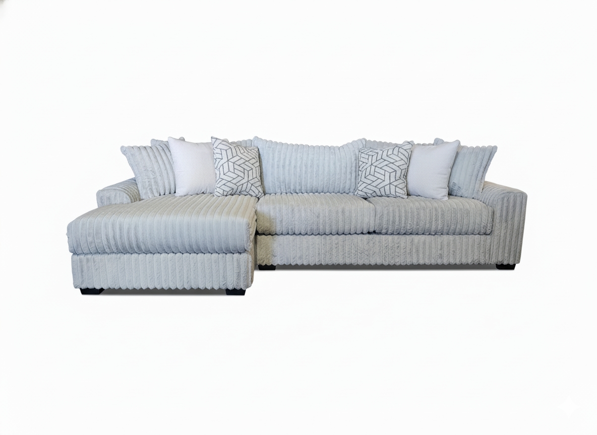 2pc Jumbo Chord Grey Sectional LAF Chaise