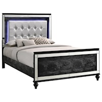 Twin Bed with Tufted Upholstered Headboard and LED Lighting