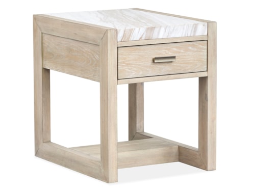Transitional Rectangular End Table with Marble Top