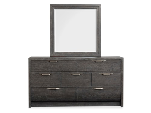 Transitional 7-Drawer Dresser With Portrait Mirror