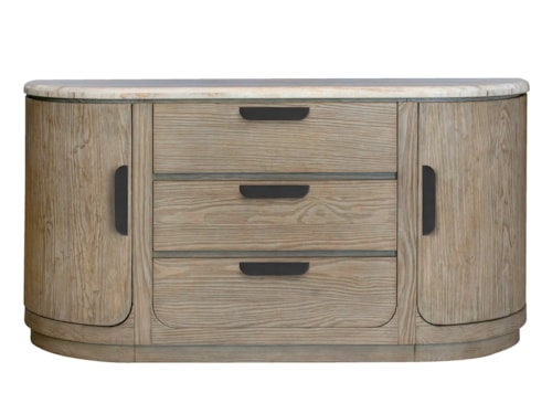 Mid-Century Modern Buffet with Stone Top