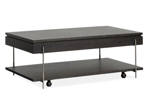 Industrial Lift-Top Cocktail Table with Casters