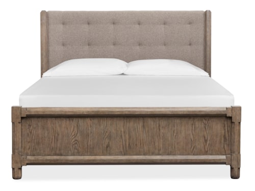 Transitional Upholstered King Panel Bed