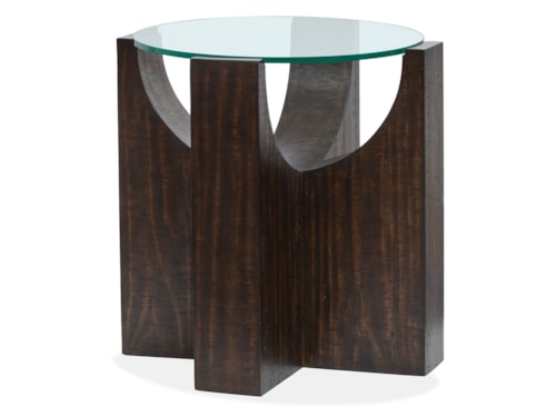 Contemporary Round End Table with Glass Top