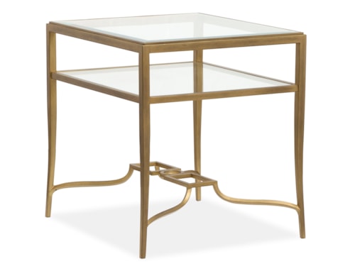 Transitional Rectangular End Table with Glass Top