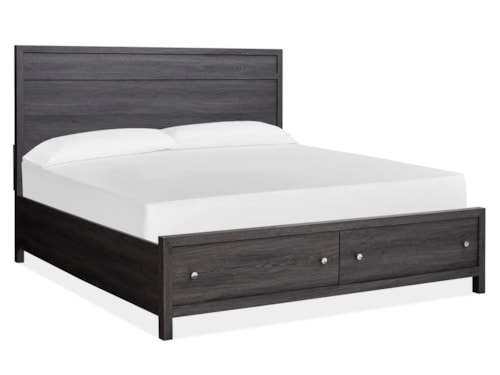 Casual Contemporary King Panel Bed with Footboard Storage