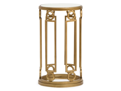 Transitional Round Accent Table with Glass Top