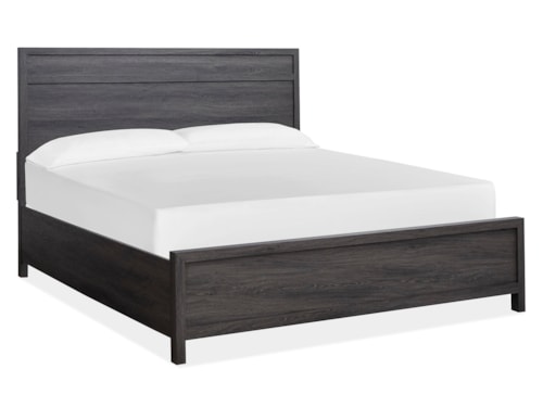 Casual Contemporary Queen Panel Bed with Floor Protectors