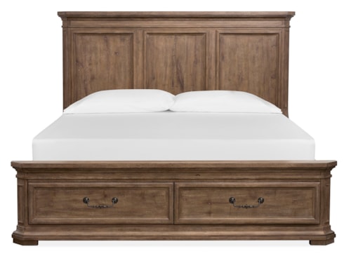 Transitional Queen Panel Bed with Footboard Storage