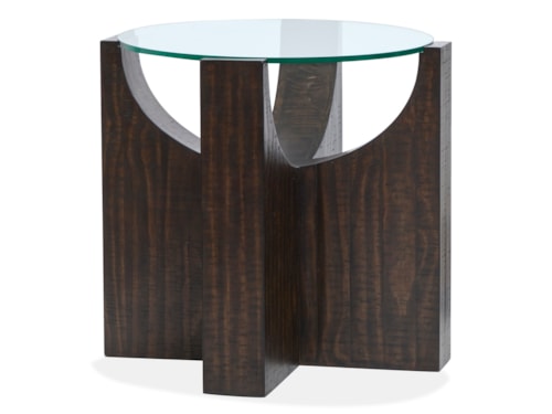 Contemporary Round Accent Table with Glass Top