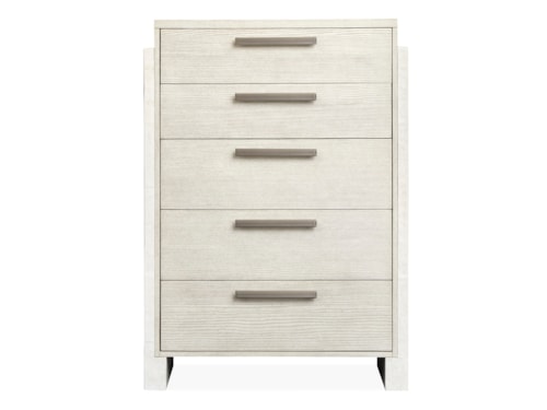 Contemporary 5-Drawer Bedroom Chest with Felt-Lined Top Drawer