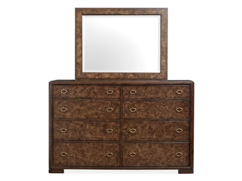 Transitional 8-Drawer Dresser With Landscape Mirror