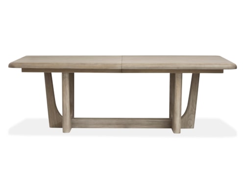 Mid-Century Modern Trestle Dining Table with Removable Leaf