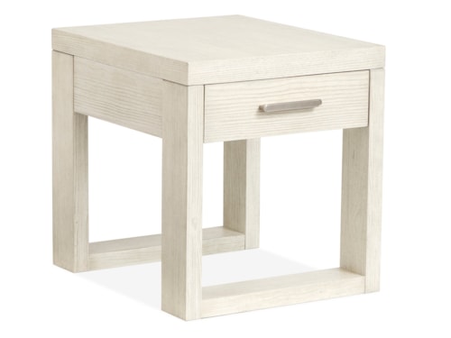 Transitional Rectangular End Table with Drawer