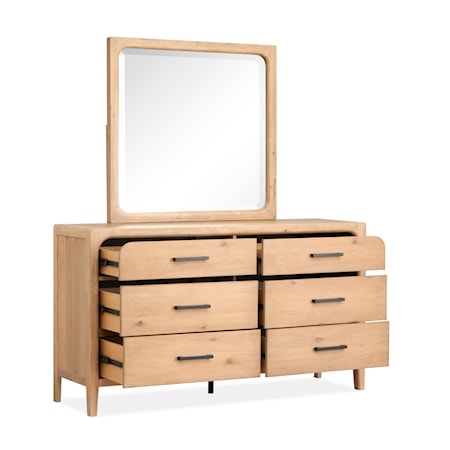 Double Drawer Dresser with Landscape Mirror