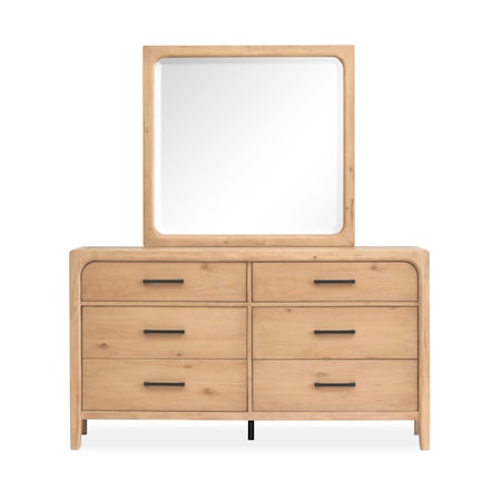 Double Drawer Dresser with Landscape Mirror