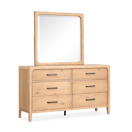 Double Drawer Dresser with Landscape Mirror