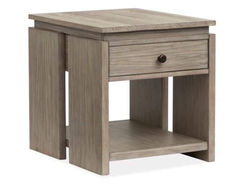 Contemporary Rectangular End Table with Metal Drawer Glides