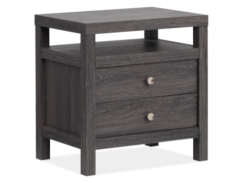 Casual Contemporary 2-Drawer Nightstand with Built-in USB Charging Ports