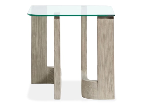 Contemporary Rectangular End Table with Glass Top