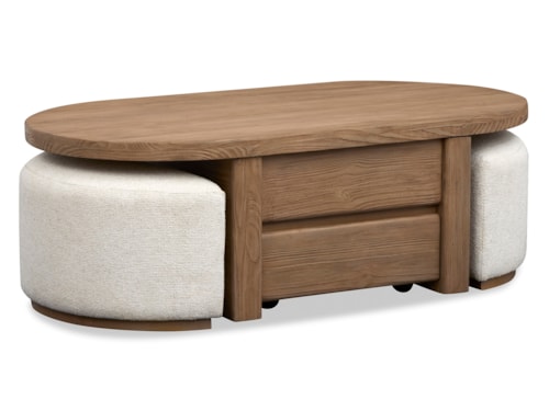 Lettie Lift Top Cocktail Table with Casters and 2 Upholstered Stools