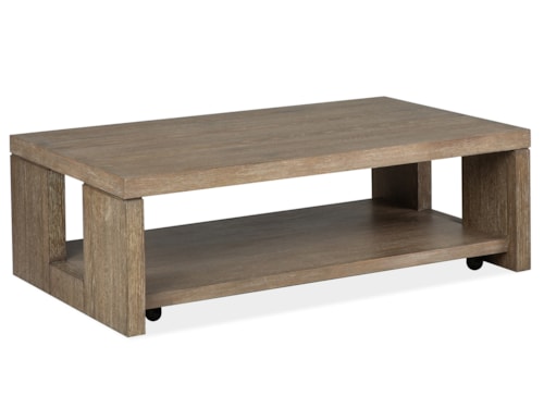 Contemporary Rectangular Cocktail Table with Casters