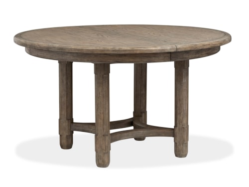 Transitional 54" Round Dining Table with 20" Removable Leaf