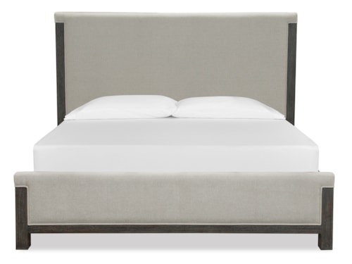 Transitional King Upholstered Panel Bed